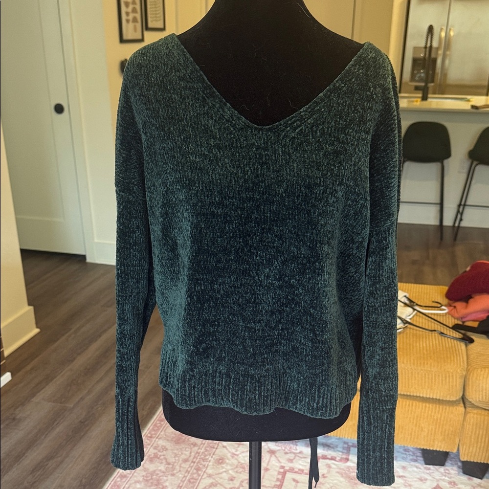 Hollister Dark Green V-Neck Sweater